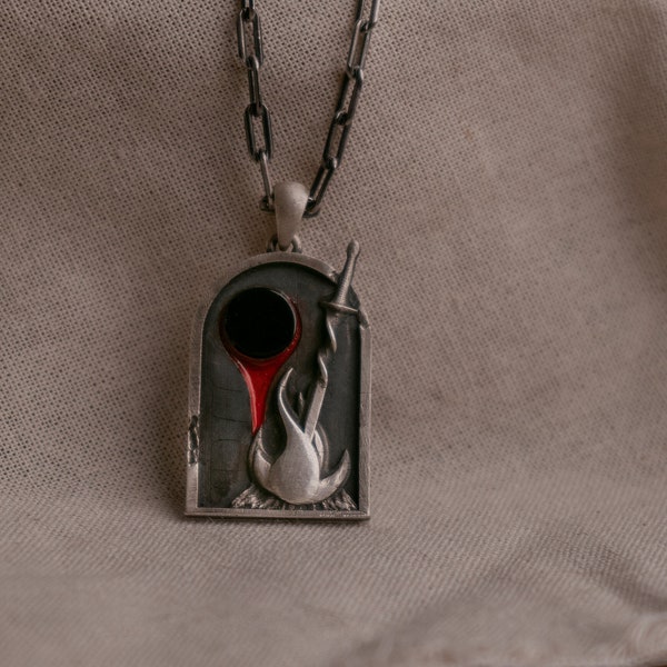 The Bonfire and Dark Sun Pendant 925 Sterling Silver by KAIKO