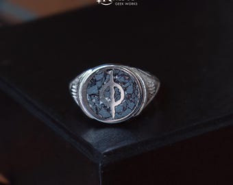 MTG Signet Phyrexia Infect Symbol Reconstituted Natural Stone 925 Sterling Silver por KAIKO