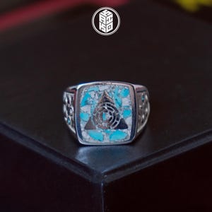 MTG Signet Azorius Guild Reconstituted Natural Stone 925 Sterling Silver por KAIKO
