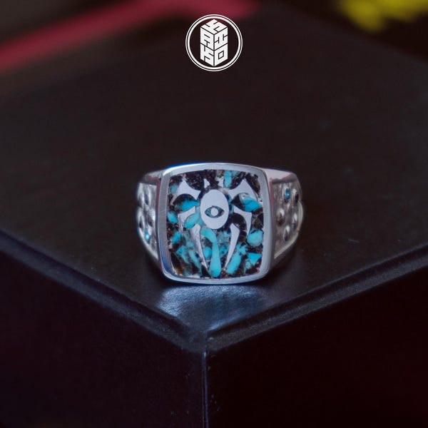 MTG Signet Dimir Guild Reconstituted Natural Stone 925 Sterling Silver por KAIKO