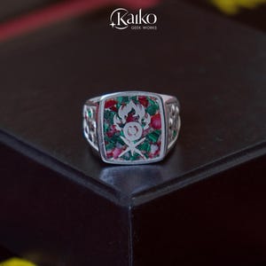 Sigillo MTG Gruul Guild Pietra naturale ricostituita in argento sterling 925 di KAIKO