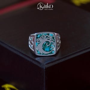 Sigillo MTG Simic Guild Pietra naturale ricostituita Argento Sterling 925 di KAIKO