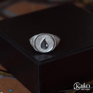 Anillo de sello MTG Island Blue Mana en plata de ley 925 de KAIKO
