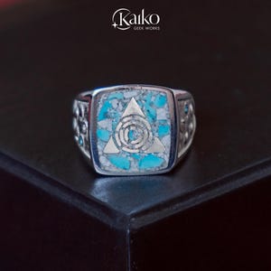 Sigillo MTG Azorius Guild Pietra naturale ricostituita Argento Sterling 925 di KAIKO