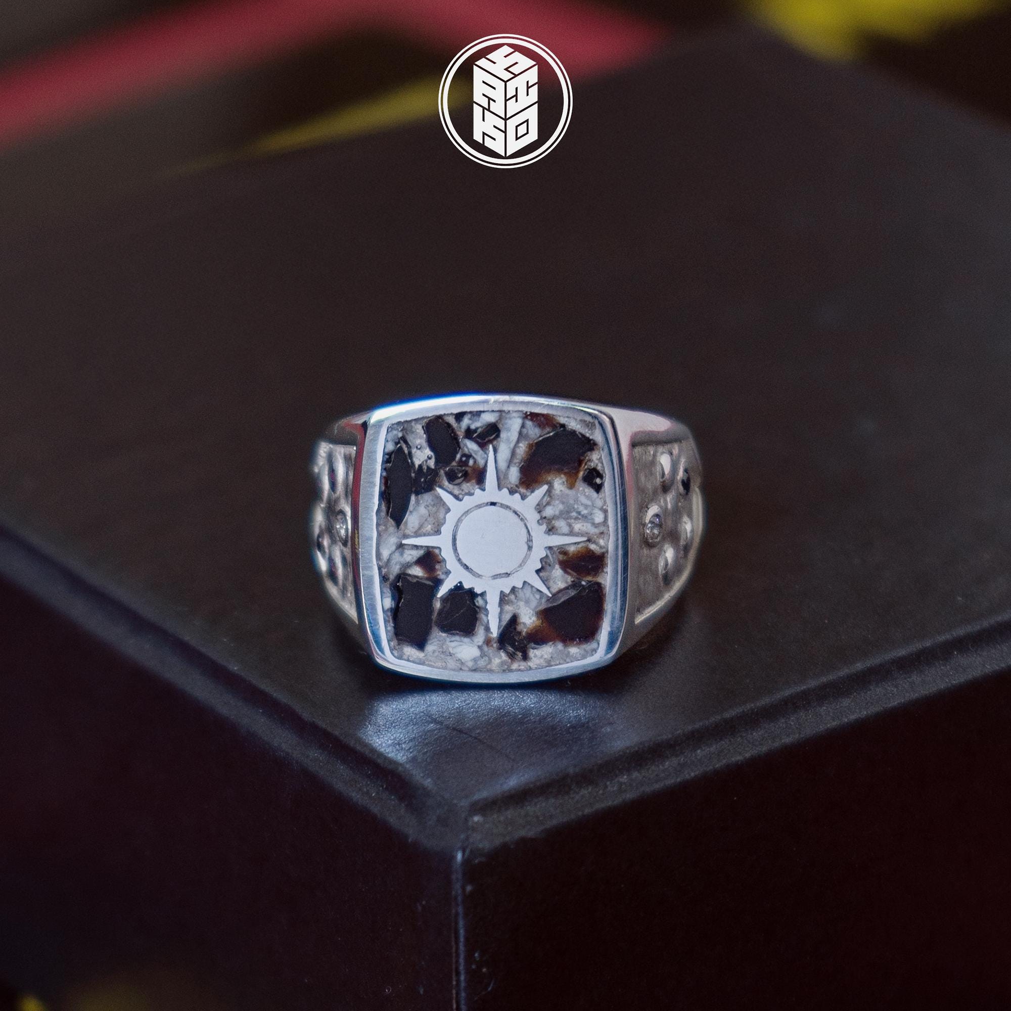 MTG Signet Orzhov Guild Reconstituted Natural Stone 925 Sterling