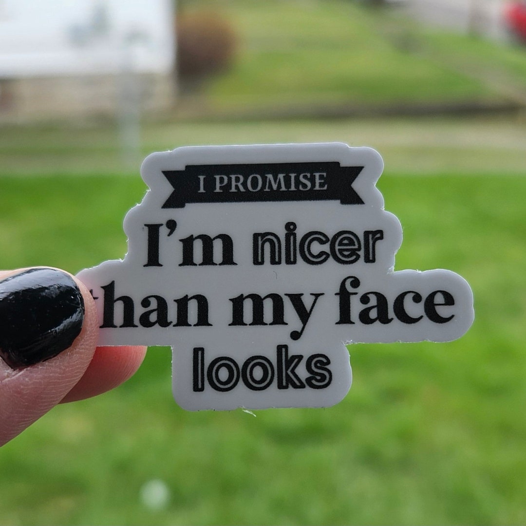 I Promise I'm Nicer Than My Face Looks, Waterproof Sticker, Kindle ...