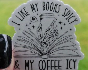 I like my books spicy and my coffee icy sticker, book sticker, booktok, spicy booktok, sticker, bookish gift