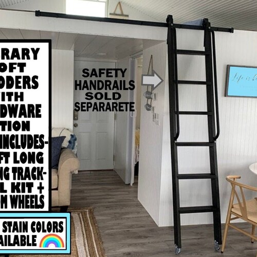 DIYHD Black Steel Rolling Ladder Hardware Sliding Library Etsy