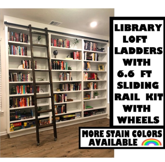 Maple Wood Ladder Library Kit Hardware Option 6 6 Ft Rolling Etsy