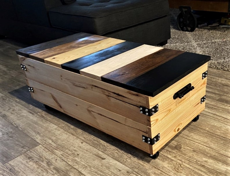 TRUNKCOFFEE TABLE on Wheels with Storage W00D Rustic Etsy