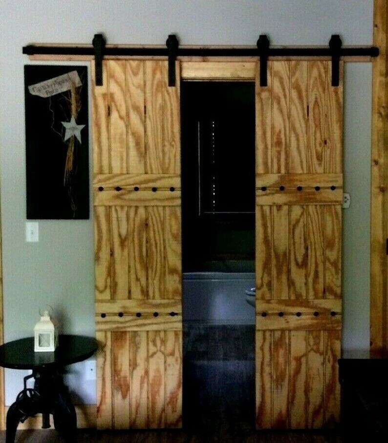 Double Barn Doorshardware 6 6ft Sliding Barn Door Track Etsy