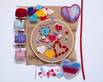 Valentine Sewing Kit/Kids Sewing Kit/Preschool Sewing/Heart Sewing/Learn to Sew/Kids Craft Kit/Sewing Kit/Abstract Sewing/Sewing Bundle Kit