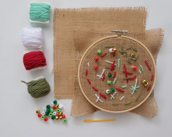 Christmas Kids Sewing Kid/Kid Sewing Kit/Preschool Sewing/Learn to Sew Kit/Montessori Sewing/Craft Kits/ How to Sew/Life Skill/Burlap Sewing