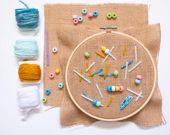 Kids Sewing Kit / Preschool Sewing/Learn to Sew Kit/Montessori Sewing/Craft Kits/Children Sewing Game/ How to Sew /Life Skill/Burlap Sewing