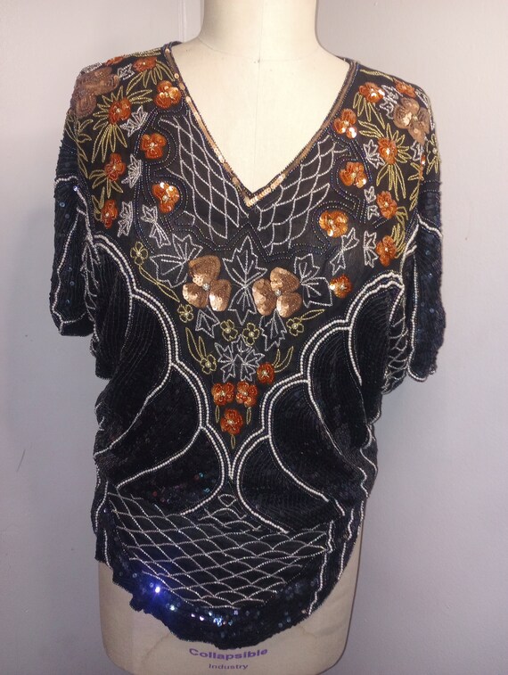 Vintage SHOMAX sequin and beaded top SIZE M/L