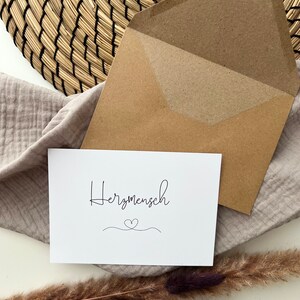 Herzmensch Postkarte mit Kraftpapierumschlag
