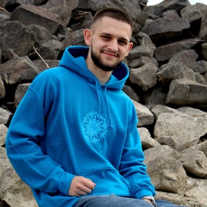 Sapphire Blue Mandala Hoodie goa hippie Mediation Yoga clothing