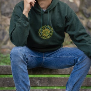 Forest Green Mandala Hoodie goa psy Hippie yoga Meditation clothing