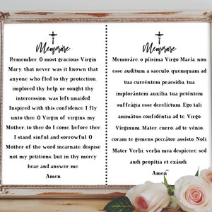 Memorare - katholiek/christelijk gebed in het Engels en Latijn, digitaal afdrukbaar, gebedskaart en kunst aan de muur