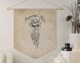Floral Memento Mori Banner Catholic Pennant - Catholic Wall Decor - Catholic Halloween/All Souls Day/Lent Decor