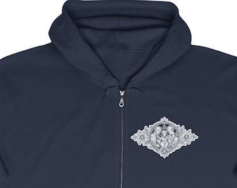 ZIP UP Hearts of the Holy Family with St. Augustine Quote - Unisex Heavy Blend Zip Hooded Sweatshirt - Catholic Apparel for Men & Women