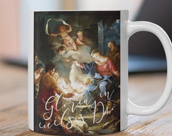 Nativity Christmas Mug, Gloria in excelsis Deo, Catholic mug, Catholic Christmas Mug, Catholic Advent, St. Nicholas Day