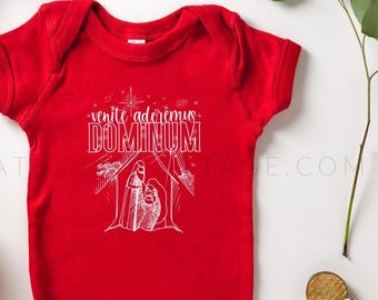 INFANT Catholic Christmas Baby Bodysuit, Catholic Saint Clothing for Babies, Catholic Advent, Catholic Christmas, Nativity Shirt
