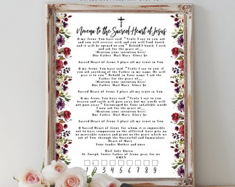 Catholic Prayer - Novena to the Sacred Heart of Jesus Tracker Printable