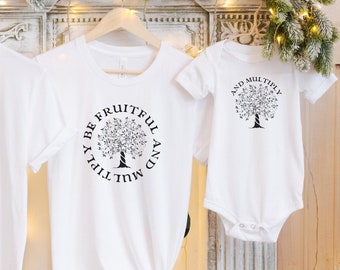 INFANT "Be Fruitful and Multiply" Baby Bodysuit - Catholic/Christian Clothing for Babies - (Matching Adult Tees in the Shop)