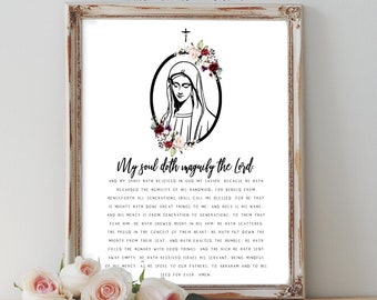 The Magnificat Catholic/Christian Prayer - Marian Digital Printable, Prayer Card and Wall Art