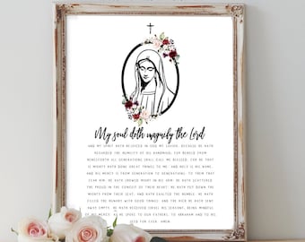 The Magnificat Catholic/Christian Prayer - Marian Digital Printable, Prayer Card and Wall Art