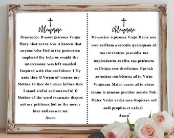 Memorare - Catholic/Christian Prayer in English and Latin, Digital Printable, Prayer Card and Wall Art