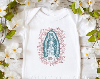 INFANT Our Lady of Guadalupe Baby Bodysuit - Catholic Mary Clothing for Babies