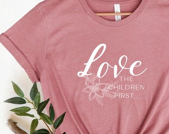 St. Theodore Guerin Tee - "Love the children first, then teach them" - Jersey Short Sleeve Tee - Catholic Tshirts for Women -Saint Shirt