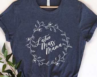 White Floral Latin Mass Mama Short Sleeve Tee - Catholic T Shirts for women - Mother's Day Gift