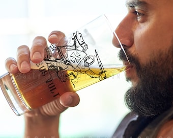 Deus Vult Pint Glass, 16oz - Crusader Church Militant - Catholic Beer Glass - Drinking Cup - Gifts in Latin