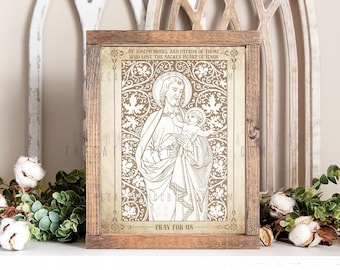 Vintage St. Joseph with Child Jesus with Indulgenced Prayer Printable - Catholic Digital Download - Catholic Gift - Catholic Prayer Card