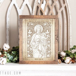 Vintage St. Joseph with Child Jesus with Indulgenced Prayer Printable - Catholic Digital Download - Catholic Gift - Catholic Prayer Card