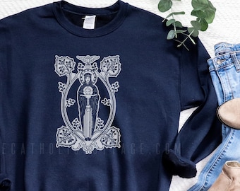 Vintage Floral "Radix Jesse" Latin for "Root of Jesse" Sweatshirt - Unisex Heavy Blend Sweatshirt - Catholic Marian Sweatshirt