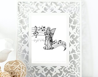 Catholic Saint Printable - St. Cecilia, ora pro nobis (pray for us in latin) digital download