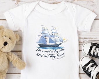 INFANT St. Therese of Lisieux Baby Bodysuit - "The world is thy ship and not thy home" - The Little Flower - Catholic Clothing for Babies