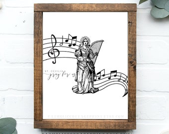 Catholic Saint Printable - St. Cecilia, pray for us, digital download