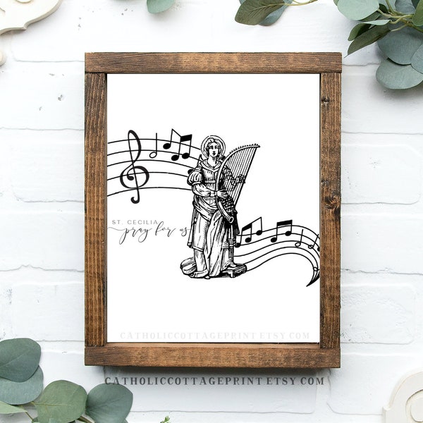 Catholic Saint Printable - St. Cecilia, pray for us, digital download