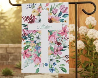 Easter Cross Garden Flag "Alleluia", Catholic/Christian Garden Flag, Outdoor Banner, Catholic Decor