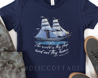 TODDLER St. Therese of Lisieux T Shirt - "The world is thy ship and not thy home" - Catholic Clothing for Kids - The Little Flower Tee