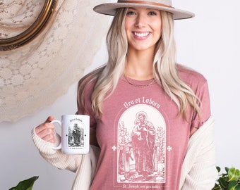 St. Joseph, ora pro nobis "Ora et Labora" Latin for "Pray and work" - Unisex Jersey Short Sleeve Tee - Catholic T Shirts for Men and Women