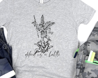 TODDLER St. Michael Defend us in Battle T Shirt - Catholic/Christian Saint Clothing for Kids
