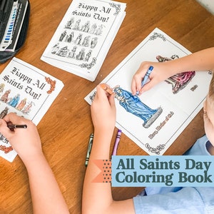 All Saints Day Coloring Book, Catholic Saint Coloring Page, Catholic children kids, Liturgical Living, All Saints Day Party, Saint coloring