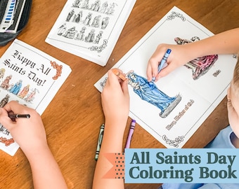 All Saints Day Coloring Book, Catholic Saint Coloring Page, Catholic children kids, Liturgical Living, All Saints Day Party, Saint coloring