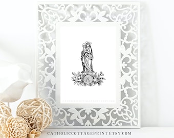 Our Lady with Infant Jesus Printable - Catholic Digital Download, Queen Mother Print